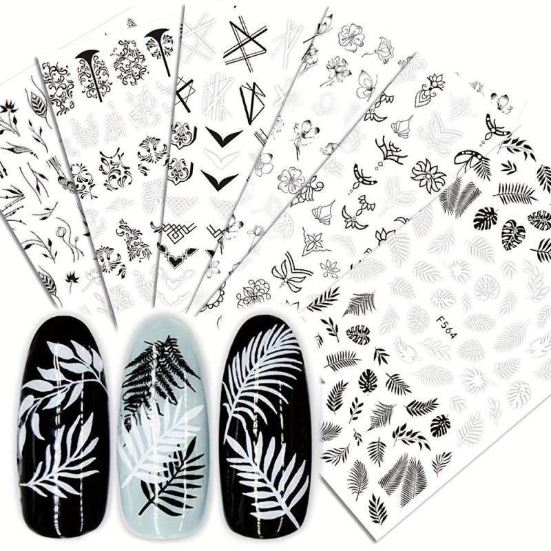 Floral Leaves Nail Stickers Geometry Nail Decals DIY