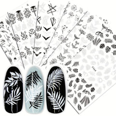 Floral Leaves Nail Stickers Geometry Nail Decals DIY
