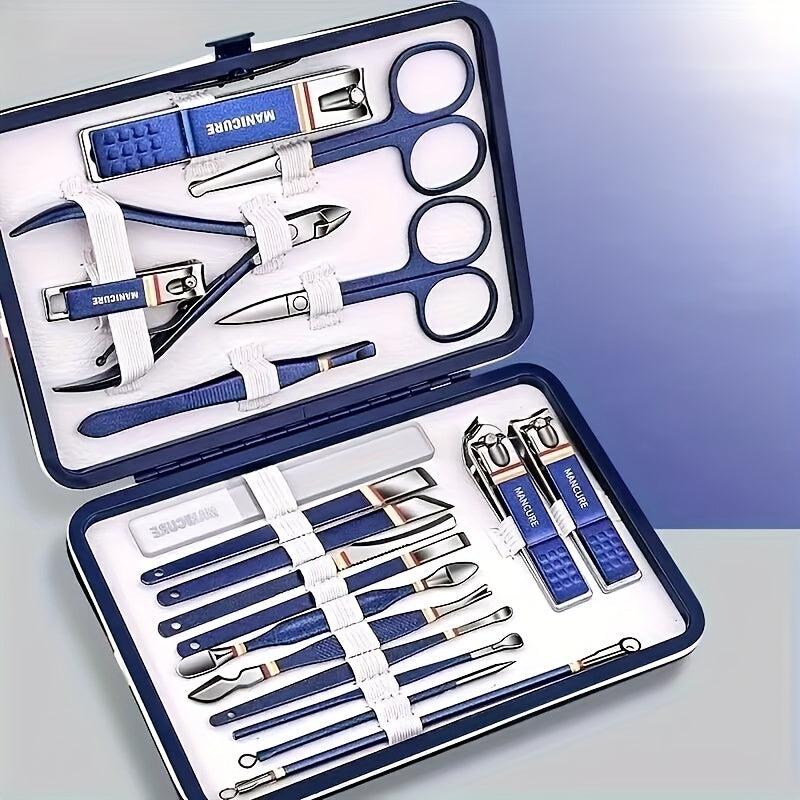 19 pc Pedicure Kit for Men and Women Nail Scissors Clippers Ear Spoon Files