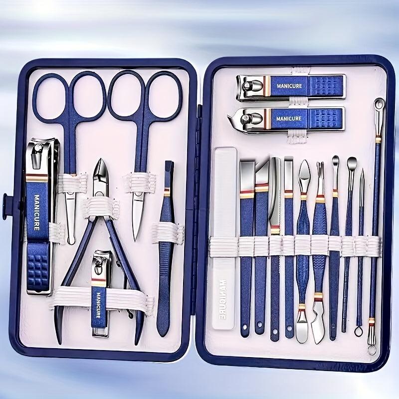 19 pc Pedicure Kit for Men and Women Nail Scissors Clippers Ear Spoon Files