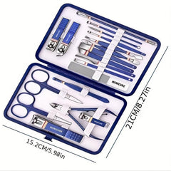 19 pc Pedicure Kit for Men and Women Nail Scissors Clippers Ear Spoon Files