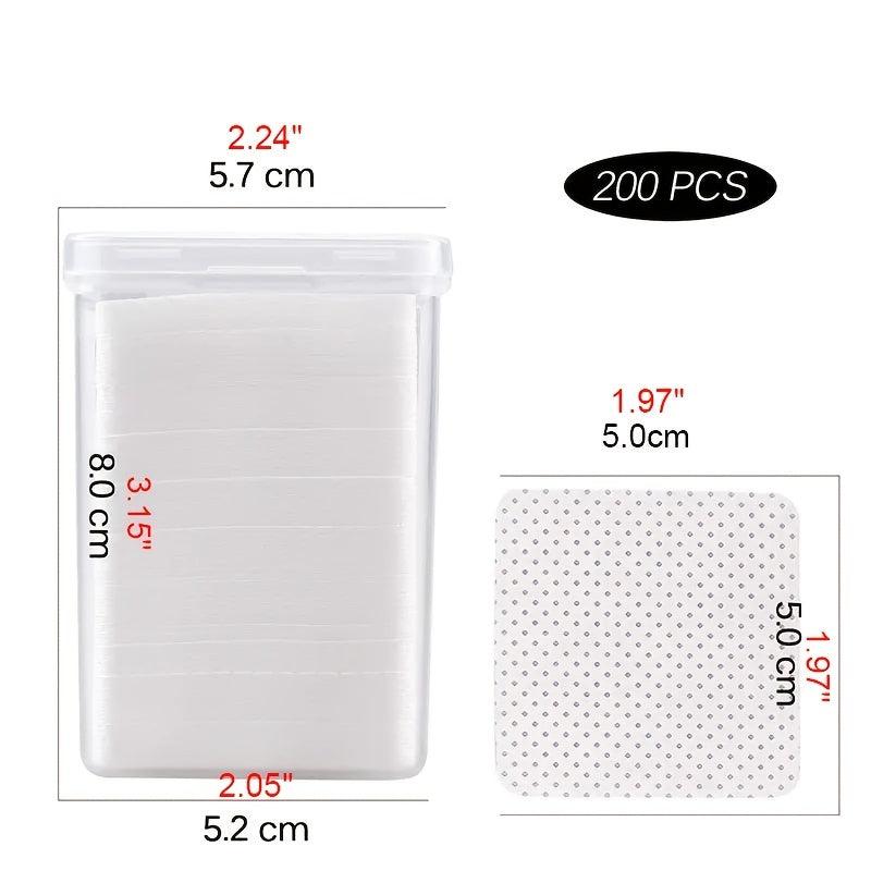 200pcs Lint Nail Polish Remover Pads - Easy & Effective Glue & Polish Removal