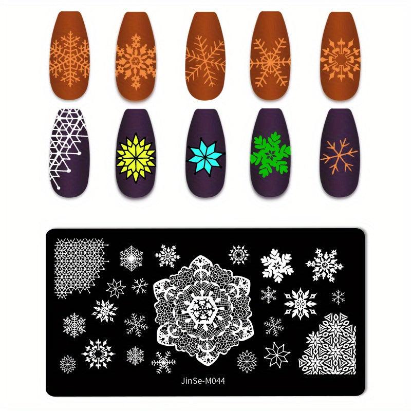 Stainless Steel Nail Stamping Plates Marble Lines Snowflakes Image Stamp