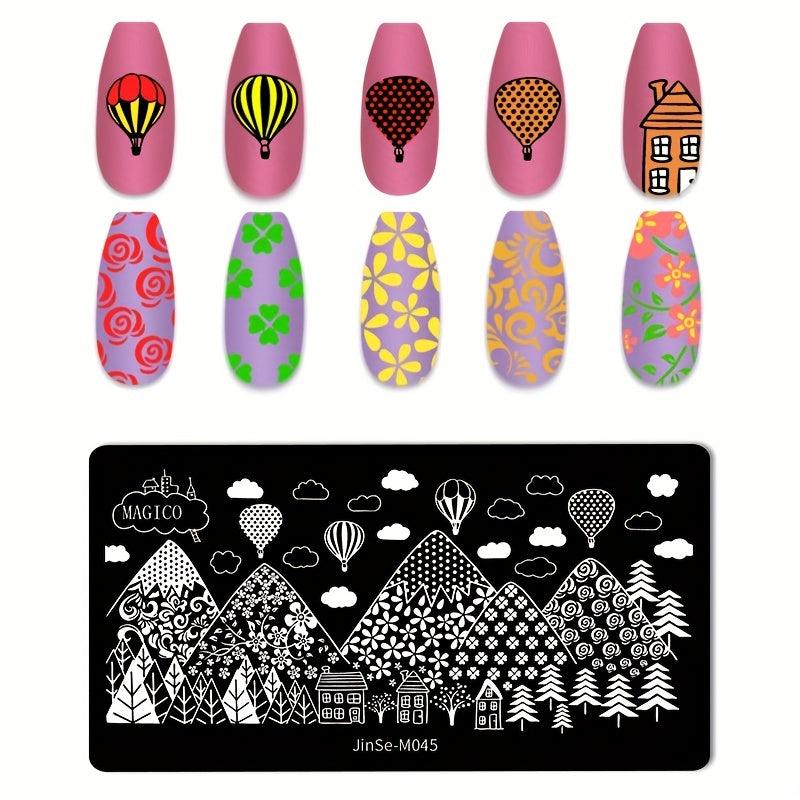 Stainless Steel Nail Stamping Plates Marble Lines Snowflakes Image Stamp