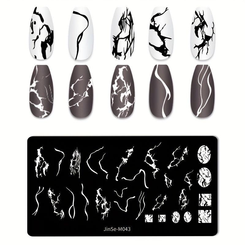 Stainless Steel Nail Stamping Plates Marble Lines Snowflakes Image Stamp