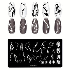 Stainless Steel Nail Stamping Plates Marble Lines Snowflakes Image Stamp