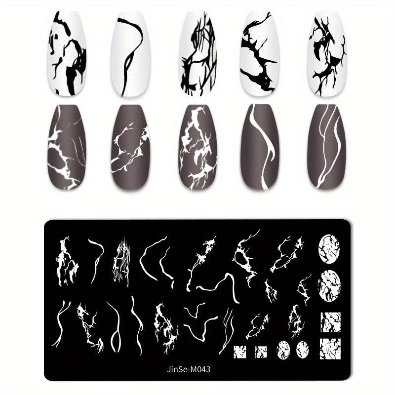 Stainless Steel Nail Stamping Plates Marble Lines Snowflakes Image Stamp