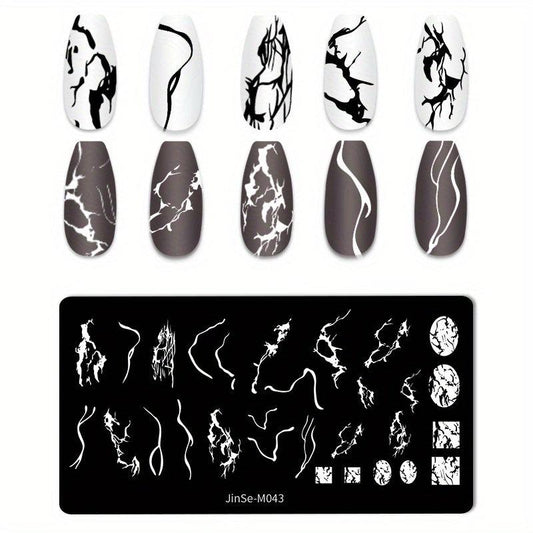 Stainless Steel Nail Stamping Plates Marble Lines Snowflakes Image Stamp