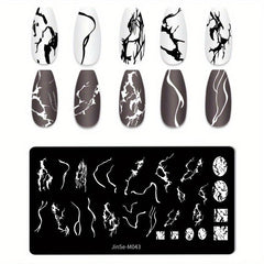 Stainless Steel Nail Stamping Plates Marble Lines Snowflakes Image Stamp