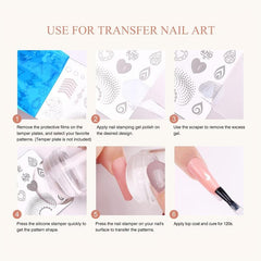 French Nail Stamper Kit with Scraper & Stamper Head for Gel Polish DIY Nail Art