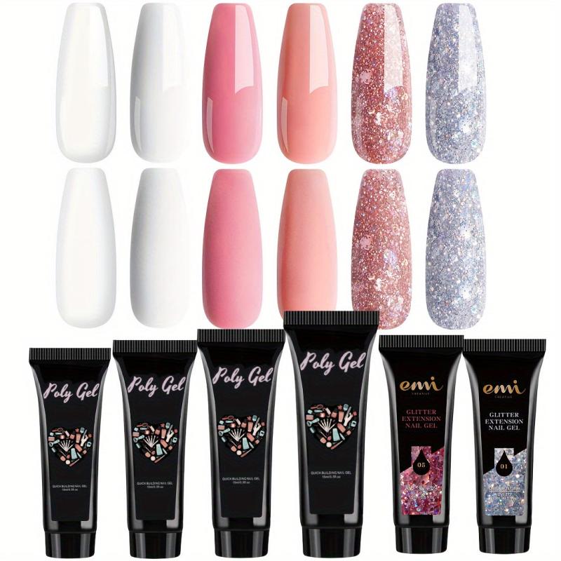 Poly Gel Set Nail Extension Gel 6 Colors Nude Pink Builder Nail Gel