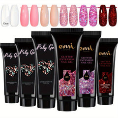 Poly Gel Set Nail Extension Gel 6 Colors Nude Pink Builder Nail Gel