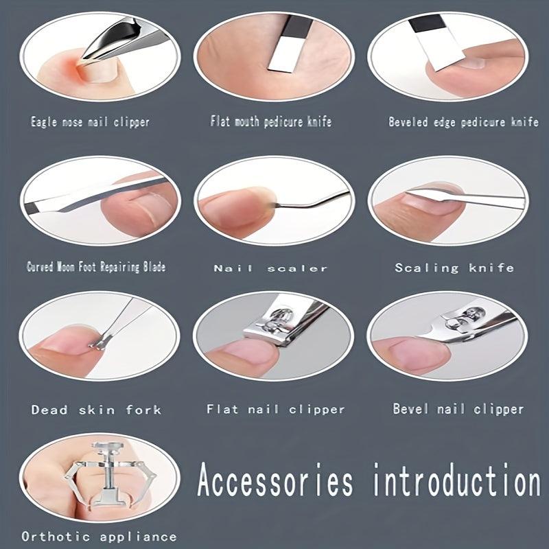 13-Piece Pedicure Nail Clippers Set for Home and Salon Use