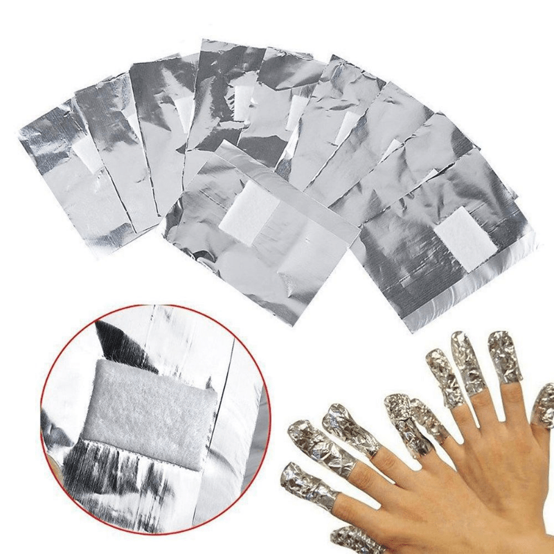 100 Pcs Aluminium Foil Nail Art Soak Off Acrylic Gel Polish Nail Removal Wraps