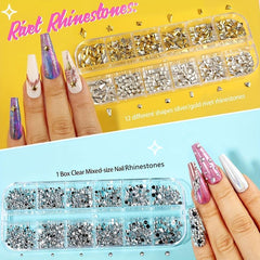 36-Piece Nail Art Kit with Rhinestones, Foil, and Gems