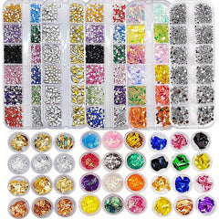 36-Piece Nail Art Kit with Rhinestones, Foil, and Gems