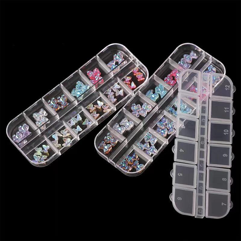 12 Grids Nail Art Storage Box Plastic Nail Art Rhinestone Storage Box