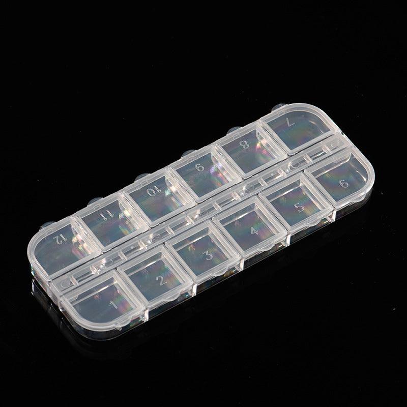 12 Grids Nail Art Storage Box Plastic Nail Art Rhinestone Storage Box