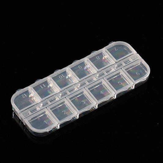 12 Grids Nail Art Storage Box Plastic Nail Art Rhinestone Storage Box