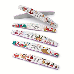 25 Pcs Christmas Printed Fingernail Files Double Sided Sanding Polishing Files