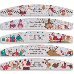 25 Pcs Christmas Printed Fingernail Files Double Sided Sanding Polishing Files