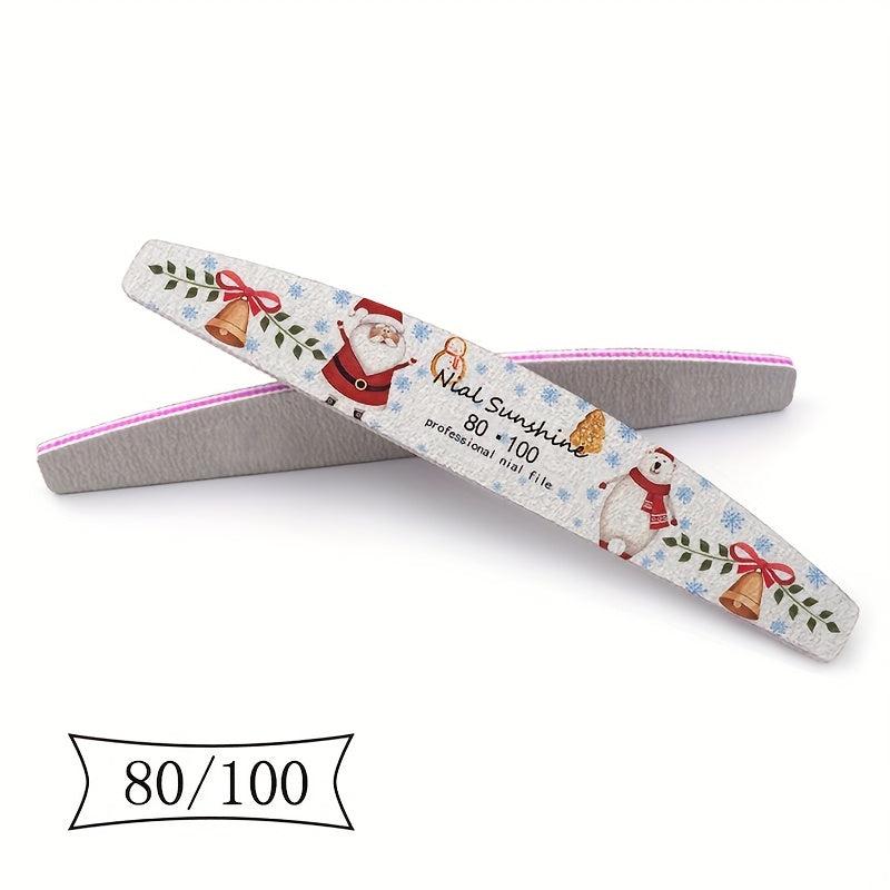 25 Pcs Christmas Printed Fingernail Files Double Sided Sanding Polishing Files