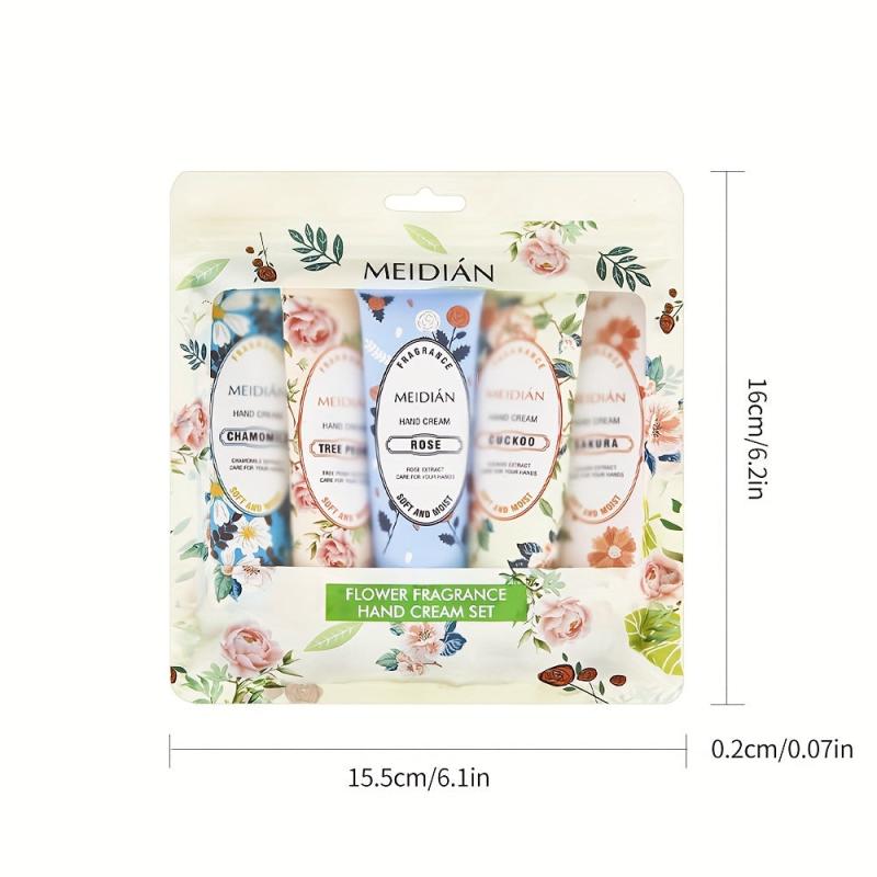 5pcs Flower Fragrance Hand Cream Set - Moisturizing & Nourishing for Dry Hands