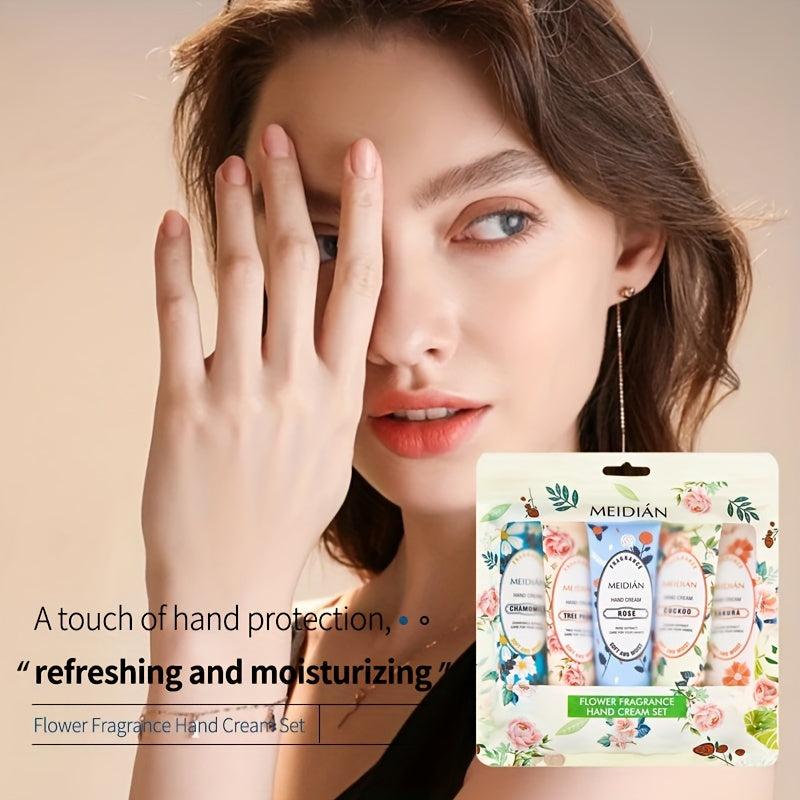 5pcs Flower Fragrance Hand Cream Set - Moisturizing & Nourishing for Dry Hands