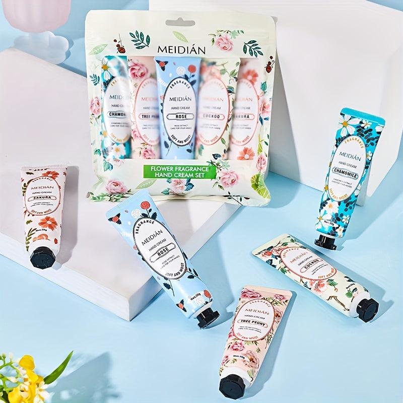 5pcs Flower Fragrance Hand Cream Set - Moisturizing & Nourishing for Dry Hands