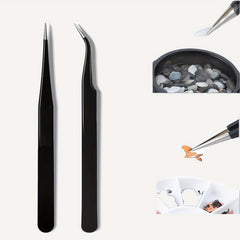 Curved & Straight Tweezers Nail Art Tools
