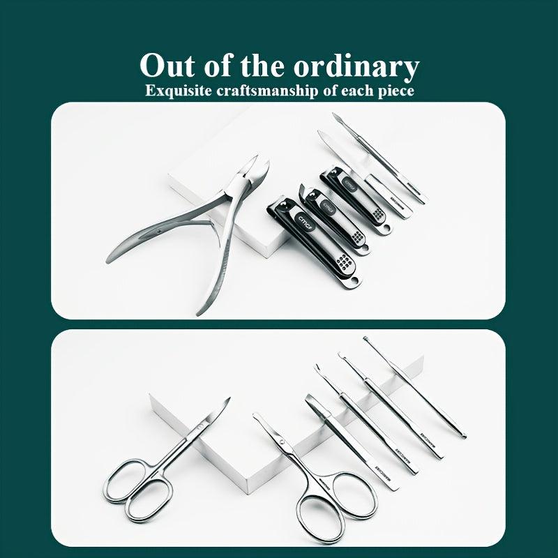 High Manicure Set Morandi Grey PU Leather Nail Clipper Kits