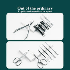 High Manicure Set Morandi Grey PU Leather Nail Clipper Kits