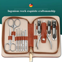 High Manicure Set Morandi Grey PU Leather Nail Clipper Kits