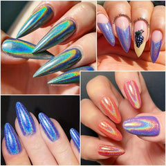 Holographic Nail Powder for DIY Nail Art - Create Magical Mirror Effect