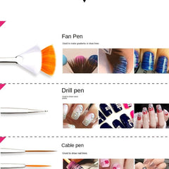 Nail Art Brushes Dotting Tools Kit for Beginners Rhinestone Foil Striping Tapes