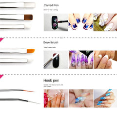 Nail Art Brushes Dotting Tools Kit for Beginners Rhinestone Foil Striping Tapes