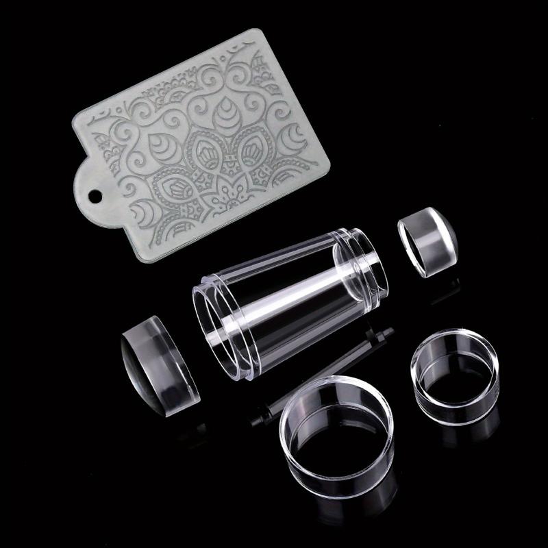 Double Sided Nail Art Stamper with Clear Silicone Stamping DIY Nail Tools