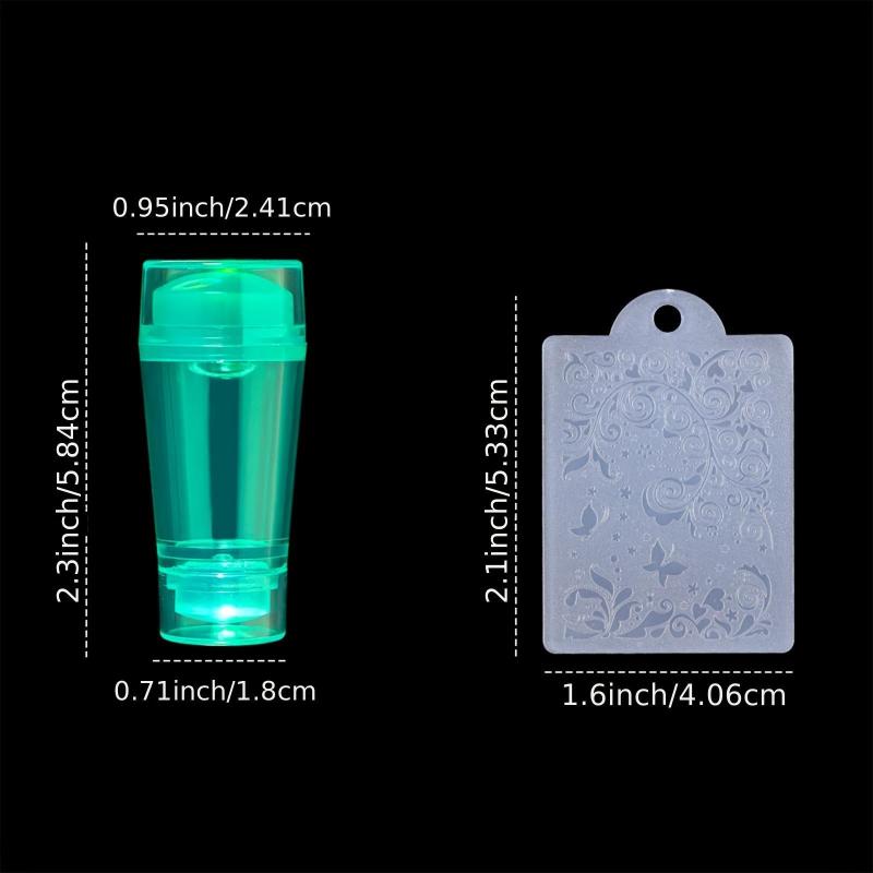 Double Sided Nail Art Stamper with Clear Silicone Stamping DIY Nail Tools
