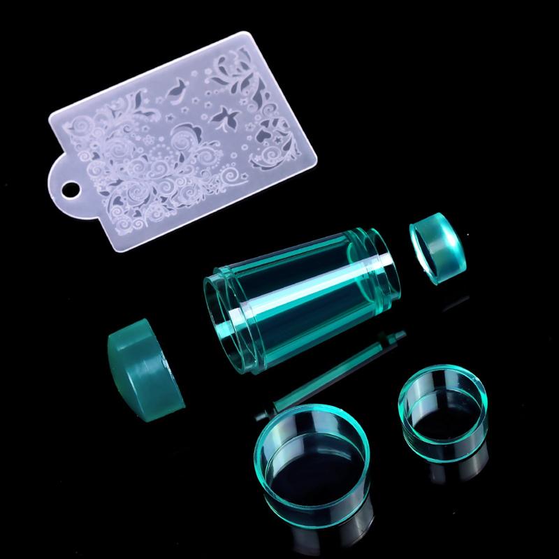 Double Sided Nail Art Stamper with Clear Silicone Stamping DIY Nail Tools