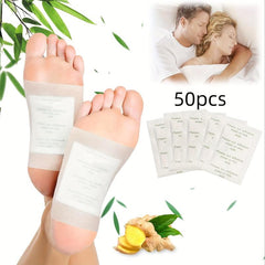 50 Natural Wormwood Foot Patches, Stress Relief & Better Sleep, Adhesive Sheets