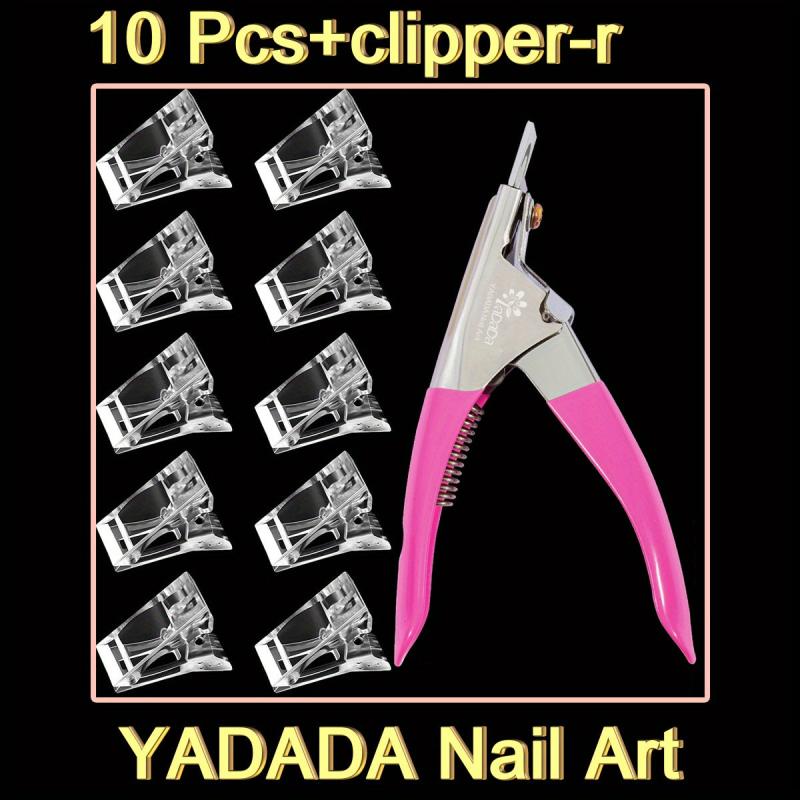10 Nail Clips For Polygel Fingernail Extension Forms Tips With Acrylic Clippers