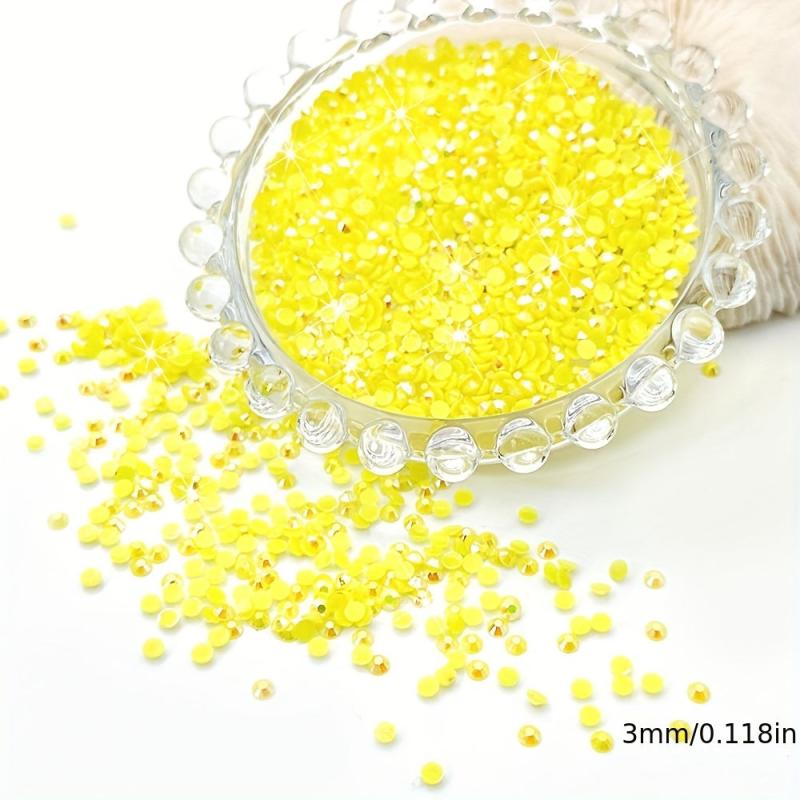1000 Pcs Lemon Yellow Resin Rhinestones Nail Art Decoration