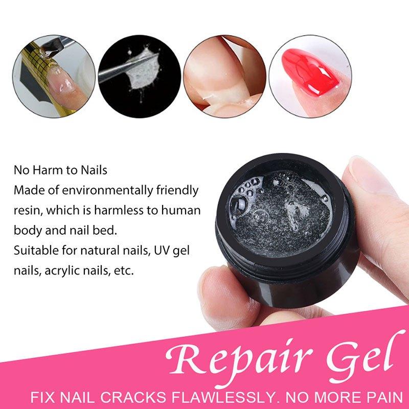 Nail Silk Repair Set w/ Fiber Sheet, Repair Glue, Brush, Pen & Clip