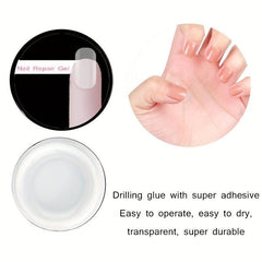 Nail Silk Repair Set w/ Fiber Sheet, Repair Glue, Brush, Pen & Clip