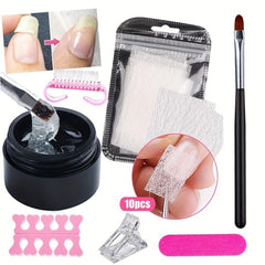 Nail Silk Repair Set w/ Fiber Sheet, Repair Glue, Brush, Pen & Clip