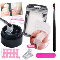 Nail Silk Repair Set w/ Fiber Sheet, Repair Glue, Brush, Pen & Clip