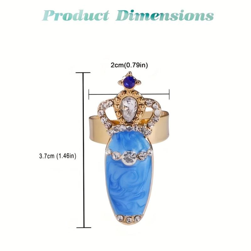 12Pcs Crystal Nail Finger Rings Crown Bowknot Charms