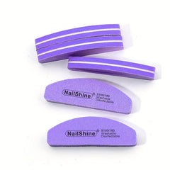10pcs Mini Half Moon Sponge Nail Buffer Portable Nail Polishing Tool