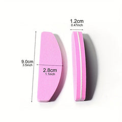 10pcs Mini Half Moon Sponge Nail Buffer Portable Nail Polishing Tool