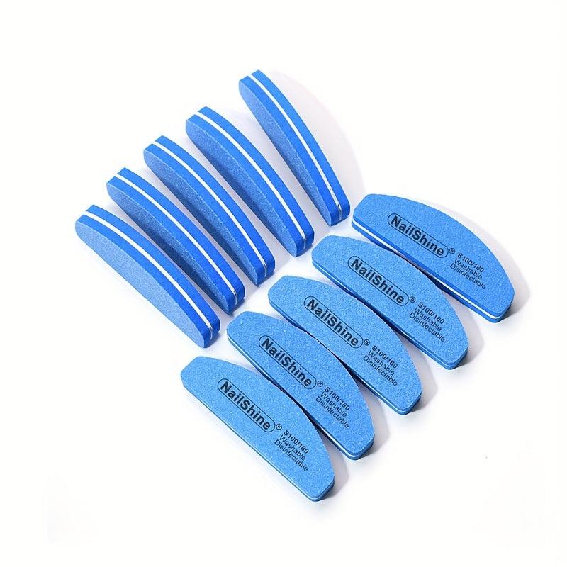 10pcs Mini Half Moon Sponge Nail Buffer Portable Nail Polishing Tool